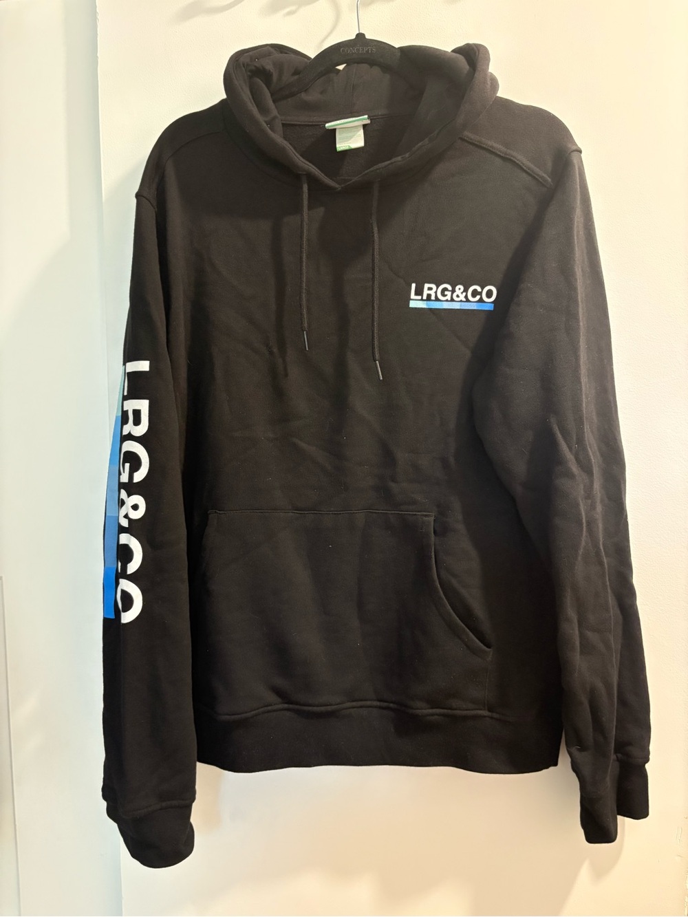 LRG Black Hoodie Tag with Green Trim